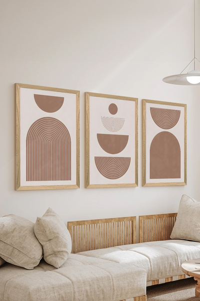 Artavessa طقم طاولة ملصقات MDF مكون من 3 قطع بإطار خشبي - مجموعة 43