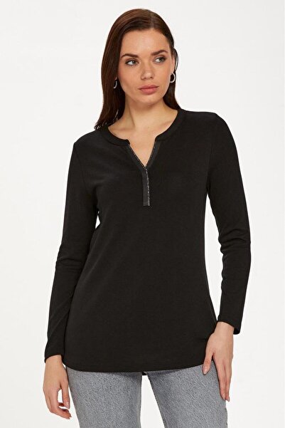 İKİLER Hakim Yaka Yakası Sim Şeritli Bluz 234-1011