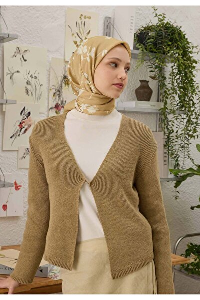 Fresh Βαμβακερό μεταξωτό κασκόλ με σχέδιο Perla - Χρυσό