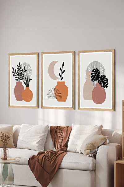 Artavessa طقم طاولة ملصق MDF مكون من 3 قطع بإطار خشبي - مجموعة 112