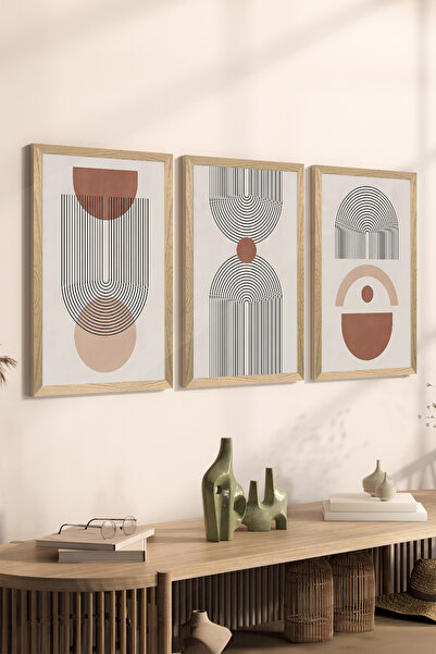 Artavessa طقم طاولة ملصقات MDF مكون من 3 قطع بإطار خشبي - مجموعة 46