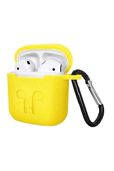 Generic Shock Absorbing Protective Case for AirPods Silicone with Safety Ring Yellow CaseUnbrand