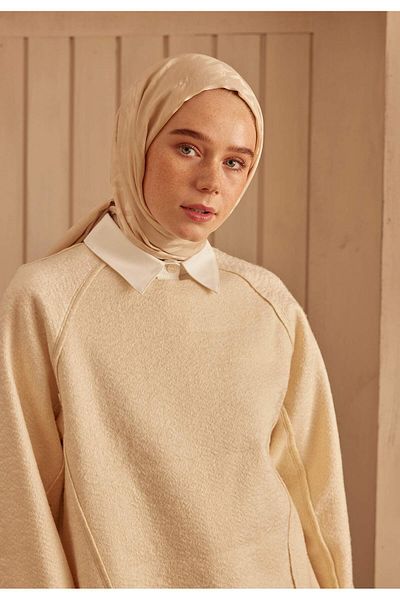 Fresh Nude Color Houndstooth Jacquard Shawl