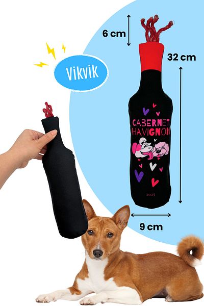 Havhav Vikvik Plush Bottle with Sound - Cabernet Havignon Drink Special Design Dog Activity Toy