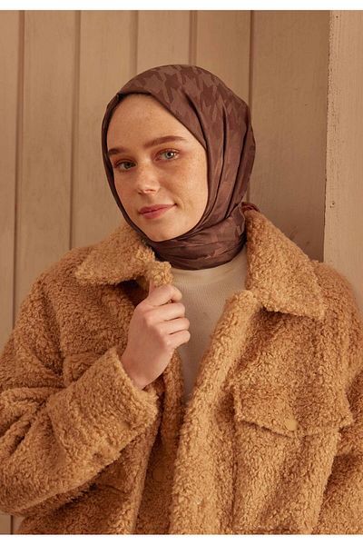 Fresh Jacquard Houndstooth Shawl - Cocoa Color