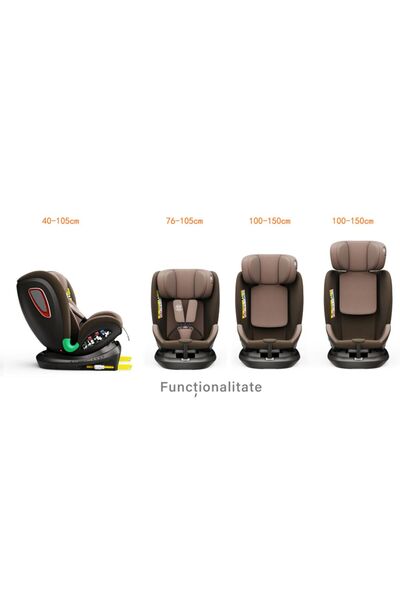 BUF BOOF Scaun Auto Platinum Deluxe I-size Coffee Isofix Rotativ 360 Top Tether Sips 40-150 Cm