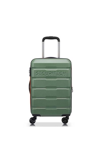Delsey Citadel 54cm Hardcase 4 Double Wheel Expandable Cabin Luggage Trolley Khaki / Orange Zip