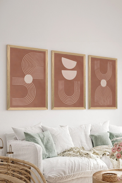 Artavessa 3 Piece Wood Frame Look Mdf Poster Painting Set - Set 40