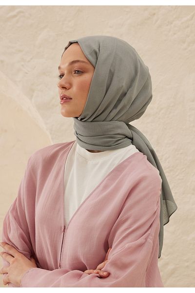 Fresh Light Gray Viscose Shawl - Rami