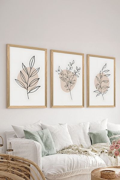 Artavessa Set de pictură poster MDF cu aspect de cadru din lemn din 3 piese - Set 32