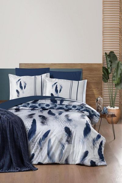 Luoca Patisca FEATHER SPANISH BLANKET DOUBLE PERSONAL Duvet Cover Set BLUE