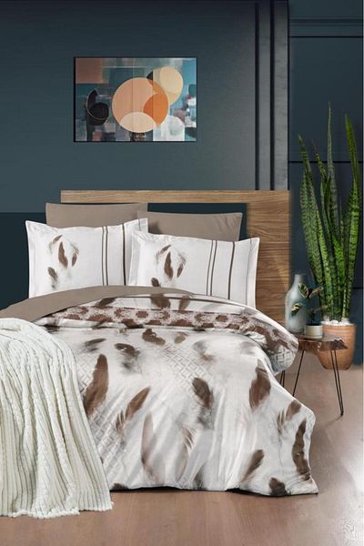 Luoca Patisca FEATHER SPANISH BLANKET DOUBLE PERSONAL Duvet Cover Set BEIGE