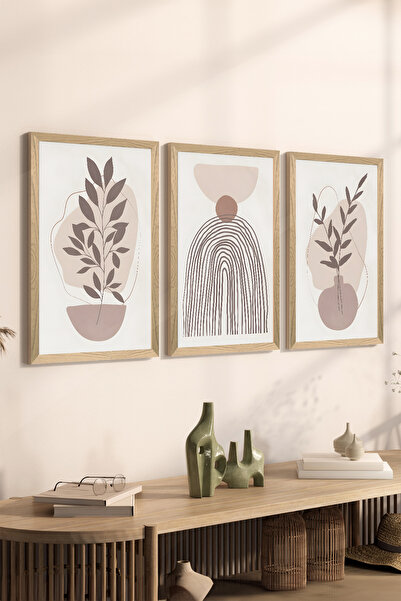 Artavessa طقم طاولة ملصقات MDF مكون من 3 قطع بإطار خشبي - مجموعة 58