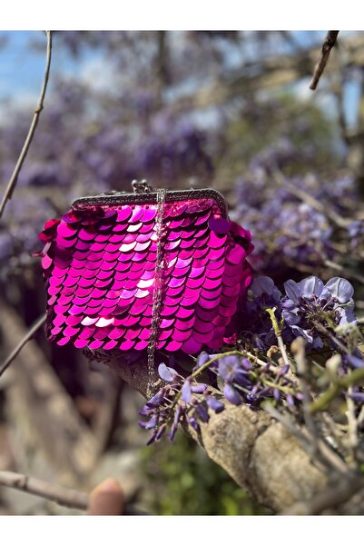 EL YAPIMI Fuşya Pullu Abiye çanta