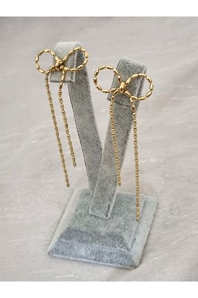MSA TREND Women Earrings Bow Dangle Model Gold Color 316L Sterling Antitarnish Steel Earrings