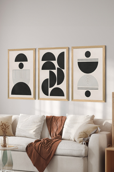 Artavessa طقم طاولة ملصقات MDF مكون من 3 قطع بإطار خشبي - مجموعة 37