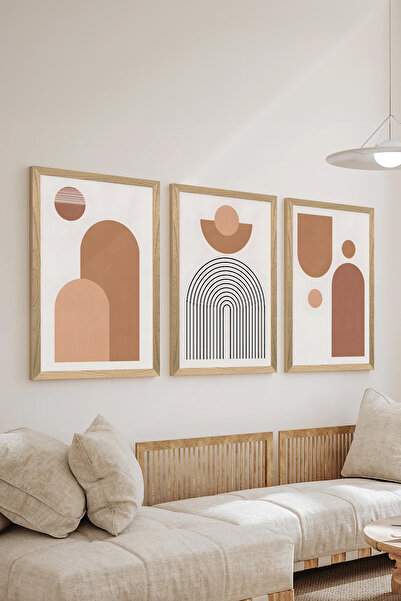 Artavessa طقم طاولة ملصقات MDF مكون من 3 قطع بإطار خشبي - مجموعة 47