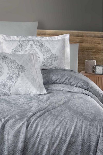 Luoca Patisca PRINTED SATIN DOUBLE PERSONAL Duvet Cover Set SILVER