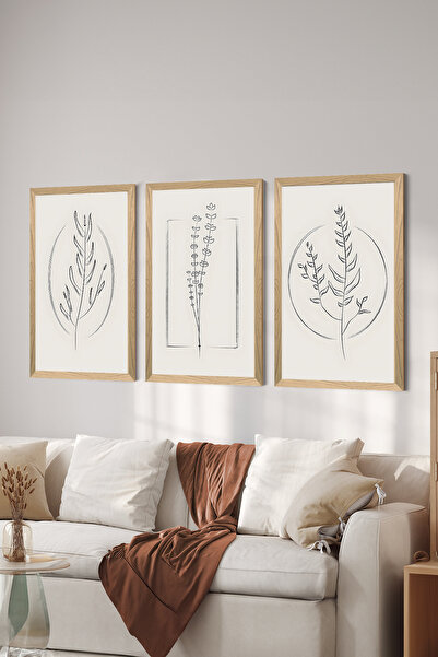 Artavessa طقم طاولة ملصقات MDF مكون من 3 قطع بإطار خشبي - مجموعة 61