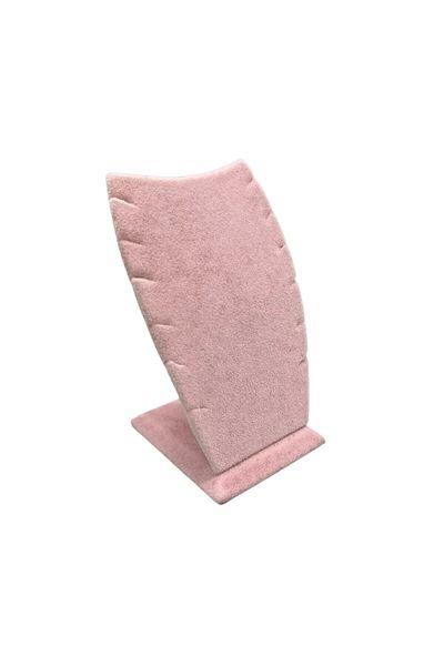 MeGass Dekor Domestic Production Dubai Model Suede Fabric Pink Color 12/8 cm Necklace - Chain Stand