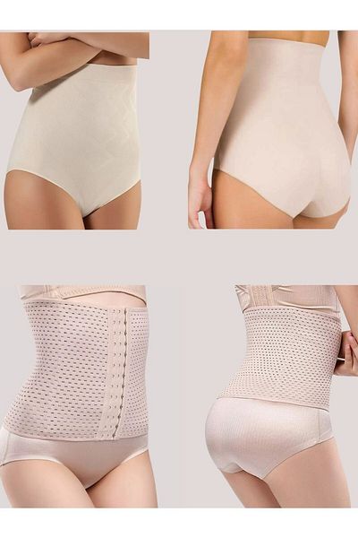 EMBA BUTİK Uterine Recovery and Maternity Corset and Breast Recovery 3-Piece Comfort Set for New Mothers