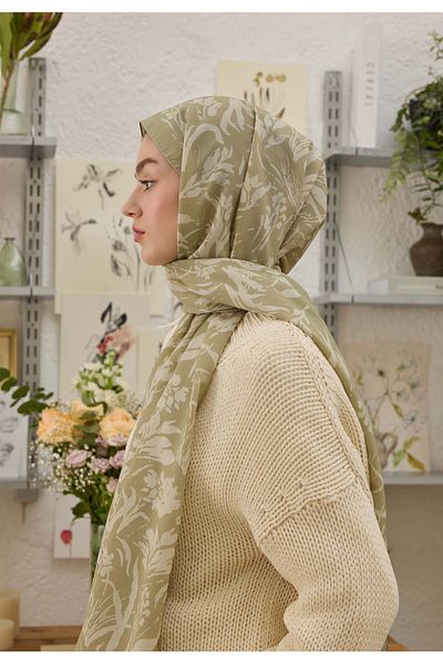 Fresh Violet Patterned Shawl Sage