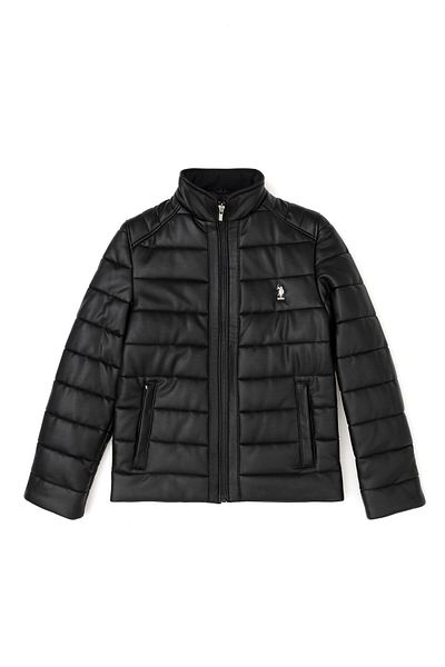 U.S. Polo Assn. Boy's Black Leather Coat P22386