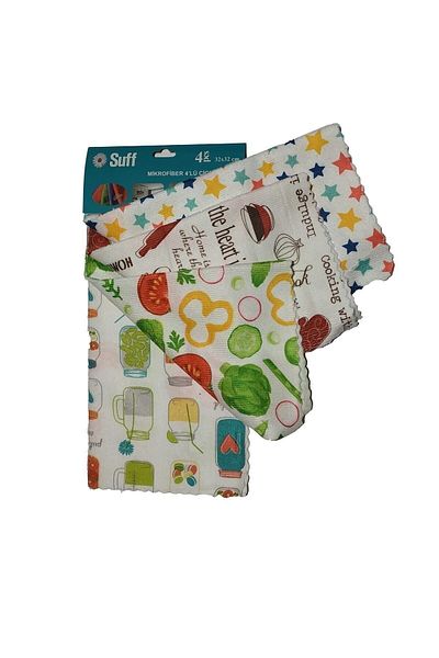 Suff Microfiber 4-Piece Kitchen Cloth Diapers 32x32cm - Flower Basket