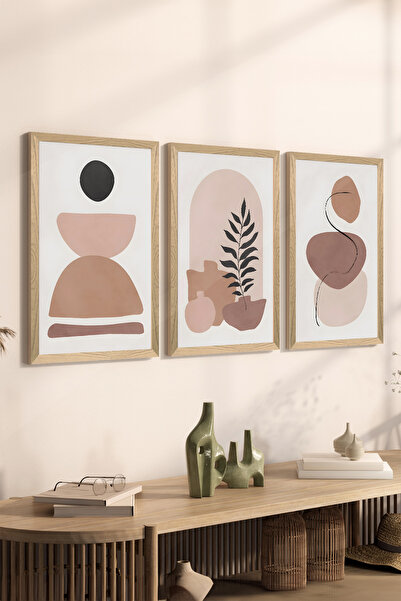 Artavessa 3 Piece Wood Frame Look MDF Poster Painting Set - Set 50