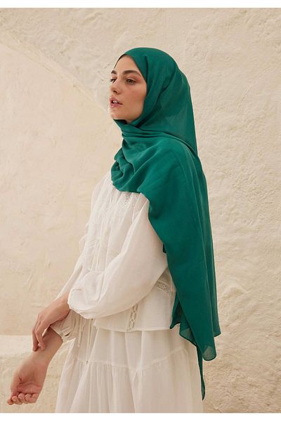 Fresh Dark Green Ramı Viscose Shawl