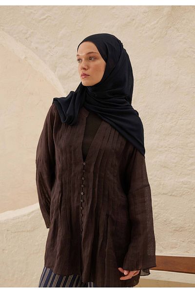 Fresh Rami Viscose Shawl Dark Navy Blue