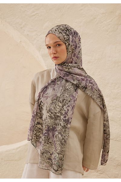 Fresh Gray Melinda Patterned Ram Shawl
