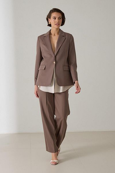 Setre Dark Brown Jacket with Single Button and Shirt Detail
