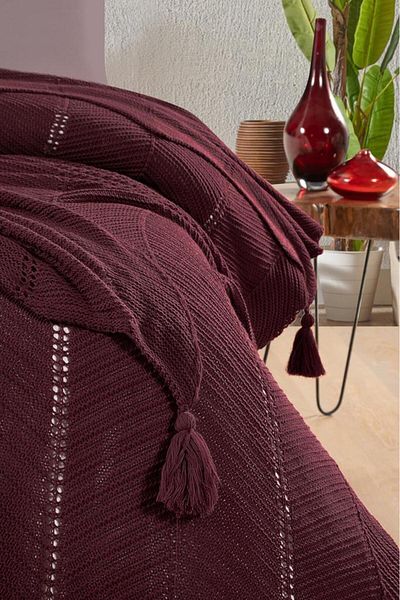 Luoca Patisca SOPHISTIC DOUBLE PERSONAL ACRYLIC KNITTED BLANKET DAMSON