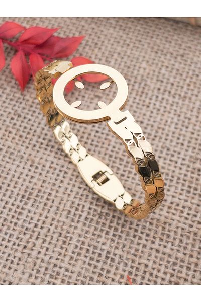Siya Silver Barley Model Non-Tarnish Steel Quadrant Cuff Bracelet - Simple Design