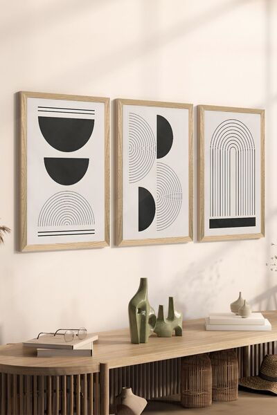 Artavessa 3 Piece Wood Frame Look MDF Poster Painting Set - Set 82