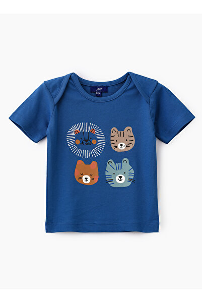 Basicxx Playful Four Cubs Graphic Cotton T-Shirt for Boys - Blue