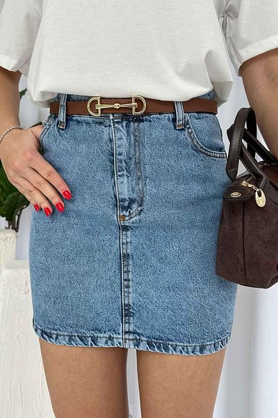Mine Tan Butik Fusta scurta din denim - Albastru inchis