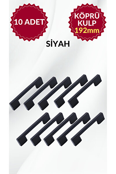 MKLAKS Köprü Plastik 192Mm Siyah Mobilya Çekmece Kulp Dolap 10'lu Paket – Day...