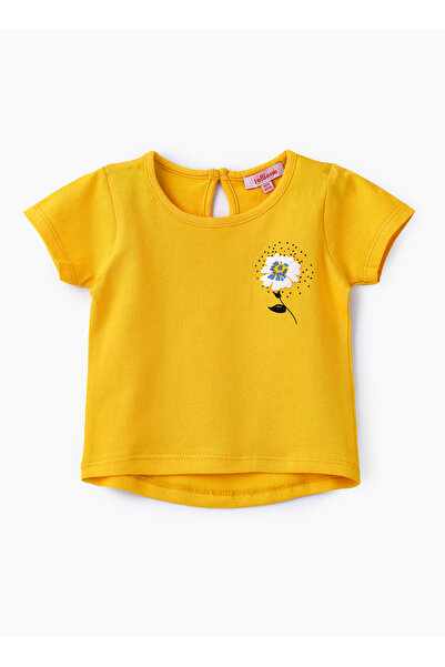 Basicxx Sunny Yellow Floral Cotton Tee for Infant Girls