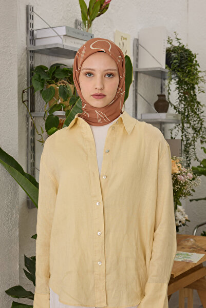 Fresh ELOISE منقوشة القطن والحرير وشاح اللوز