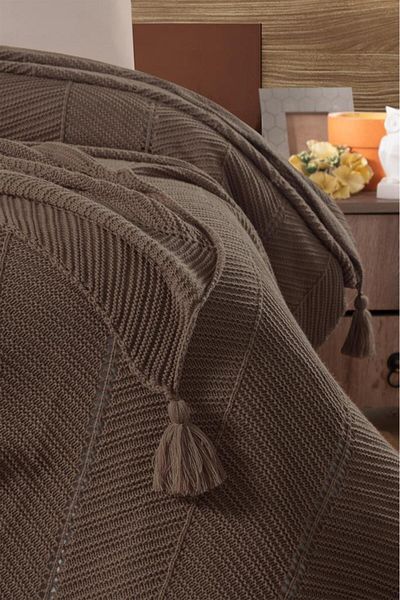 Luoca Patisca SOPHISTIC DOUBLE PERSONAL ACRYLIC KNITTED BLANKET BROWN