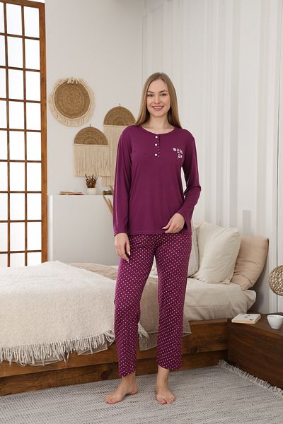 LİLA İÇ GİYİM Viscose Long Sleeve Women's Pajama Set