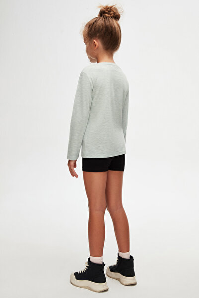 LOVETTI UniSex kidS T-Shirt - Light Green MelAnge, Crew Neck, Long Sleeve