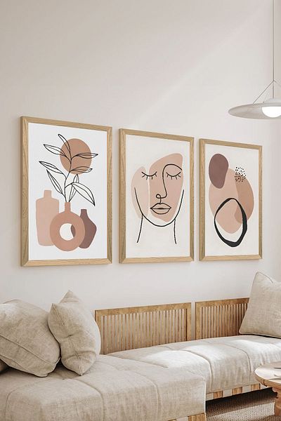 Artavessa Set de pictură poster MDF cu aspect de cadru din lemn din 3 piese - Set 87
