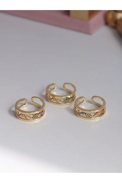 Reorah Collection Colorful Wave Star Ring-Colorful Stone Starry Wave Pattern Ring