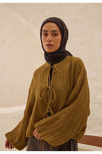 Fresh Voile Crash Shawl Charcoal - Comfortable Cutting