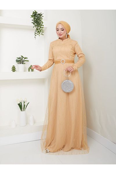 Modahiro Βραδινό φόρεμα Hijab από τούλι (LNA001)