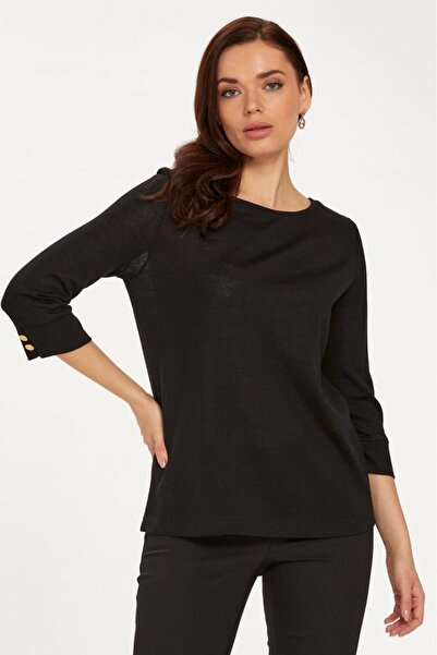 İKİLER Πλεκτή μπλούζα με στρογγυλή λαιμόκοψη με κουμπιά 234-1708