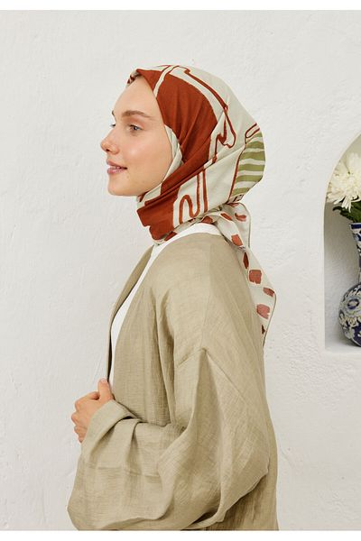 Fresh Endless Summer - Cotton Voile Scarf with Tile Pattern